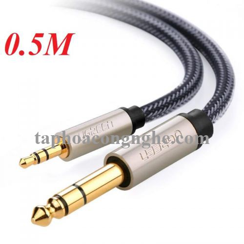Ugreen 40801 0.5M màu Đen Cáp âm thanh 3.5mm sang 6.5mm cao cấp AV127 30040801